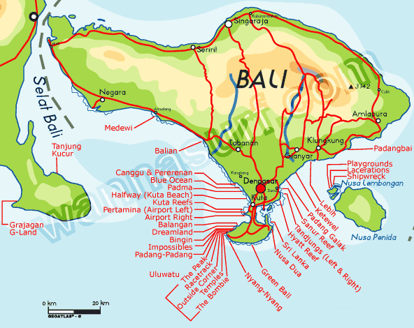 Surf spots à Bali